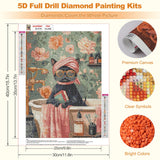 MEIYUDA Cat Diamond Art Kits for Adults, 5D Black Cat Diamond Art Kits for Beginners, DIY Cat Sitting in Bathtub Round Full Drill Diamond Gem Art with Painting Tools for Home Wall Decor 12x16 Inch MEIYUDA