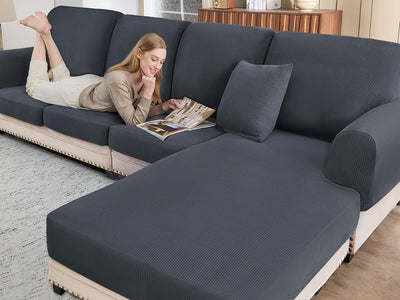 BT.WA Sectional Couch Covers for Sofa Cushion L Shaped Couch Cover Washable Soft Couch Cushion Covers Stretch Sofa Slipcovers(3-Piece for Sofa Seat or Backrest, Dark Grey)
