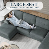 Meilocar Sectional Couches for Living Room, U Shaped Couch 4- Seat Sectional Sofa with Double Chaise, Comfortable Fabric Large Sofa for Apartment (Grey) Meilocar