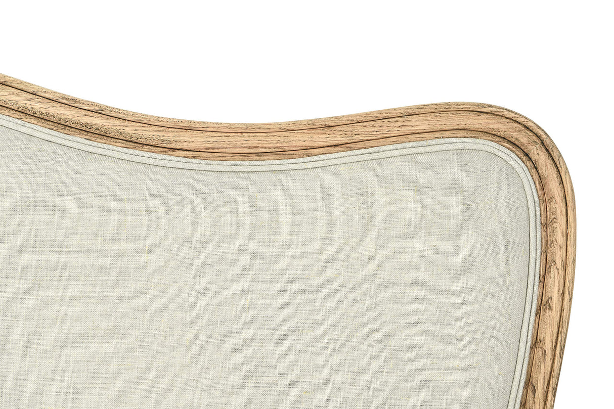 Creative Co-Op, Natural, Queen Modern Farmhouse Solid Oak Wood Headboard with Linen Upholstery, Beige Creative Co-Op