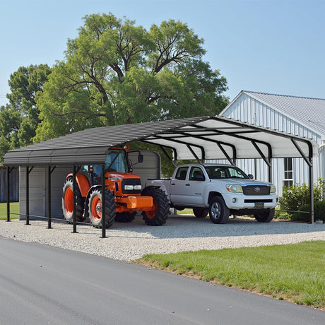 JAMFLY 20X20 FT Carport, Heavy Duty Carport Canopy with Galvanized Steel Roof and Frame, Metal Carport Upgraded Extra Large Garage for Pickup, Boat, Car and Tractors JAMFLY