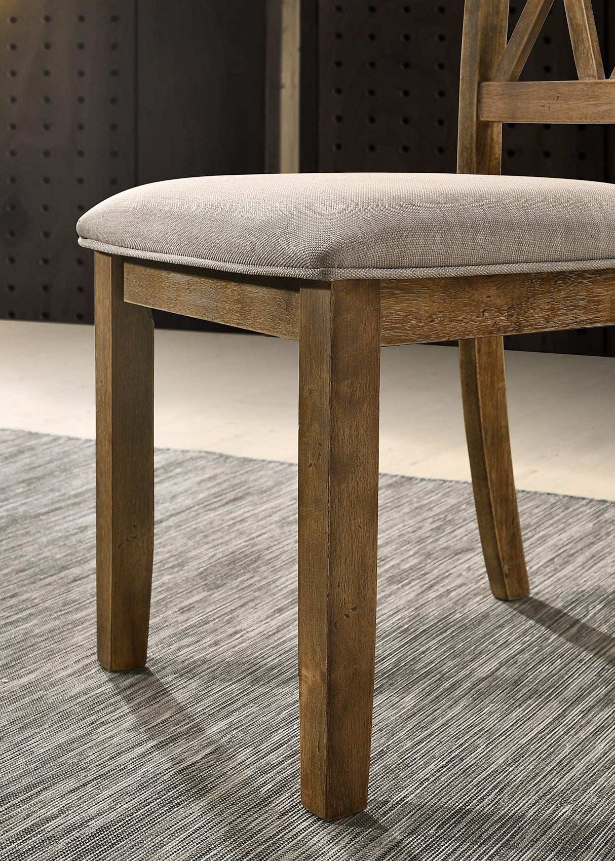 Roundhill Furniture Enna Morden Farmhouse Wood 7-Piece Trestle Dining Set, Brushed Driftwood Finish Roundhill Furniture