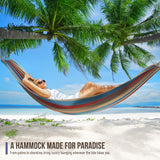 Sorbus® Brazilian Double Hammock - Extra-Long Two Person Portable Hammock Bed for Indoor or Outdoor Spaces - Hanging Rope, Carrying Pouch Included (Blue/Sand/Purple/Red Stripes) Sorbus