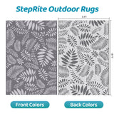 Outdoor Rug, Patio Rug, Plastic Straw Camping Rugs, Large Waterproof Area Rug and Mat for Outdoors, RV, Patio, Backyard, Deck, Porch, Beach, Balcony, (5'x 8', White&Gray) StepRite