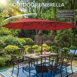 Sundale Outdoor 40LED 15ft Large Patio Umbrellas with Base Included and Umbrella Cover, Outdoor Double-Sided Umbrella with Solar Lights Red Sundale Outdoor