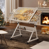 Qiaoxuan Jigsaw Puzzle Table with Legs, 1500 Piece Puzzle Board for Adults with 4 Drawers & Cover, 35"x26" Adjustable Portable Puzzles Table on Wheels Birthday Gift for mom Qiaoxuan
