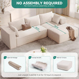 DWVO 108" Modular Sectional Couch with L-Shape Chaise, Modern Cloud Sectional Sofa with Deep Seat, Upholstered Couches for Living Room Bedroom, No Assembly Required, Beige DWVO