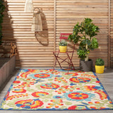 Nourison Home Aloha Indoor/Outdoor Multicolor 6' x 9' Area Rug, Easy Cleaning, Non Shedding, Bed Room, Living Room, Dining Room, Backyard, Deck, Patio (6x9) Nourison