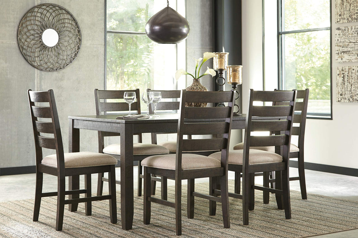 Signature Design by Ashley Rokane 20" Dining Room Table Set with 6 Upholstered Chairs, Brown Signature Design by Ashley