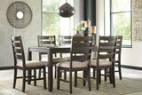 Signature Design by Ashley Rokane 20" Dining Room Table Set with 6 Upholstered Chairs, Brown Signature Design by Ashley