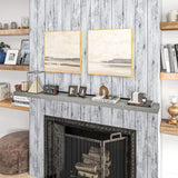 HOMCOM 72 Inch Fireplace Mantel, Floating Farmhouse Solid Fir Wood Shelf, Handmade Heavy Duty Wall Mounted Shelf, with Metal Bracket, Rustic Gray HOMCOM