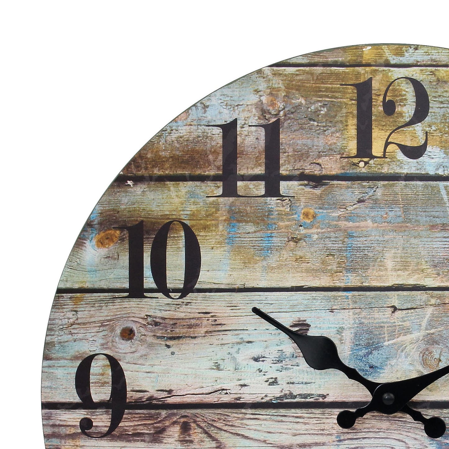 Stonebriar Vintage Farmhouse Wooden 14 Inch Round Battery Operated Hanging Wall Clock - WoodArtSupply