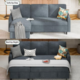 Shintenchi Sofa Couch, Sofa Bed- 2 in 1 Pull Out Couch Bed with Storage Chaise for Living Room, Sectional Sofa Couch ，Grey Shintenchi