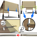 ColourTree 10' W x 20' L Beige Pergola Sun Shade Canopy Replacement Cover, Commercial Grade 260 GSM Cloth for Outdoor Patio, Includes Stainless Steel Weighted Rods (We Make Custom Size) ColourTree