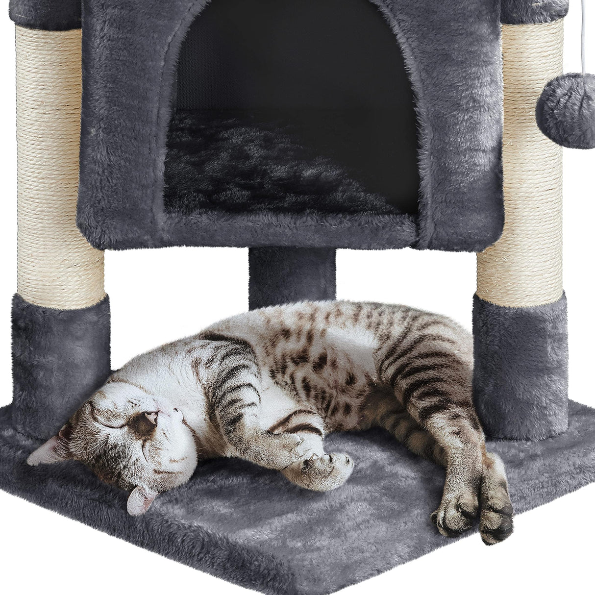 Yaheetech 23.5in Cat Tree Tower, Cat Condo with Sisal-Covered Scratching Posts, Cat House Activity Center Furniture for Kittens, Cats and Pets - Dark Gray Yaheetech