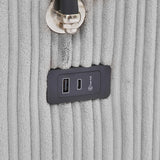 Deep Seat Modular Sectional Sofa Cloud Couch with Movable Ottoman, Corduroy Upholstered Oversized Loveseat Convertible Sleeper Sofabed Lounge Daybed w/Cup Holders & 2 USB Ports & Phone Holder Eafurn