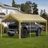 12x20 FT Heavy Duty Carport Replacement Canopy Cover, Durable Waterproof Garage Shelter Top, Car Tent for Outdoor Use, with Ball Bungees for Secure (Beige) Mars Explo
