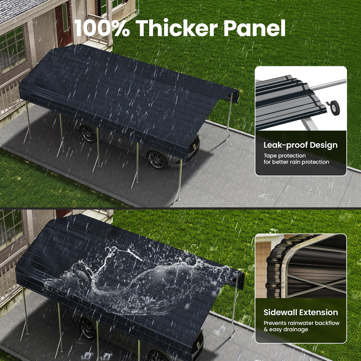 12x20 Ft Carport, Heavy Duty Metal Car Port, All-Weather Protection, Easy Assembly for Cars, Trucks, Boats, Tractors, and Outdoor Storage fuzzy-bird