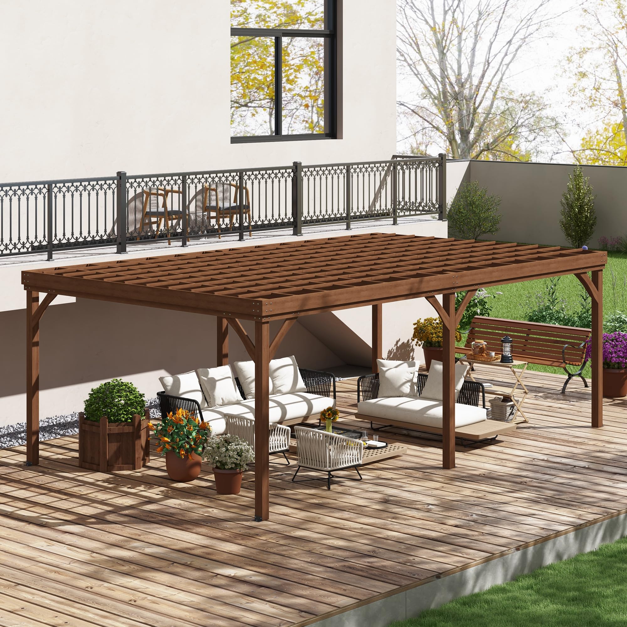 Outsunny 12' x 20' Outdoor Wood Pergola