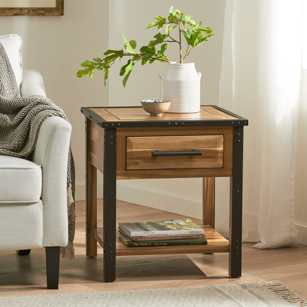 Christopher Knight Home Luna Acacia Wood One Drawer End Table, Natural Stain Christopher Knight Home