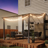 Crownland 10'x10' Outdoor Gazebo Hardtop, Wall-Mounted Lean-to Gazebo with Dewatering Hole, Large Outdoor Pergola Awning, Waterproof for Deck, Backyard, Garden, Porch Crownland