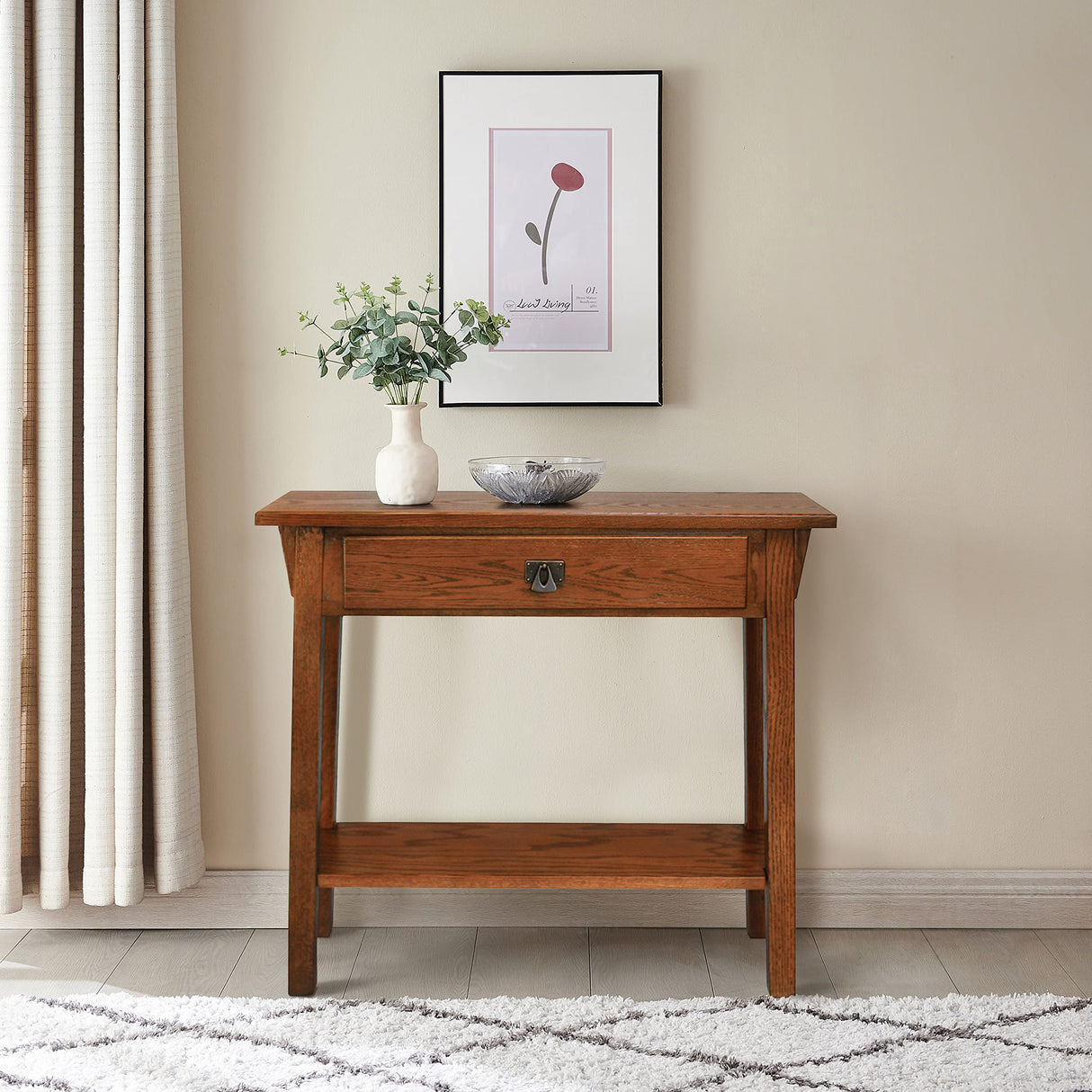 Leick Home 9057-RS Mission Console Entryway, Sofa Table, Made with Solid Wood, for Living Room, Hallway, Office, Bedroom, Russet Finish, 10 in x 30 in x 28 Leick Home