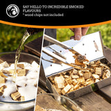 Mountain Grillers Smoker Box for Wood Chips Use a Gas or Charcoal BBQ Grill and Still Get That Delicious Smoky Barbecue Flavored Grilled Meat Hinged Lid for Easy Access polished finish stainless steel MOUNTAIN GRILLERS