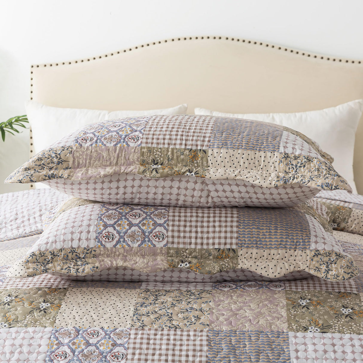 HoneiLife Quilt Set King Size - Lightweight Bedspreads 106x96, Microfiber Quilts 3-Piece, Patchwork Coverlet Rustic Bedding Sets All Season Quilts HoneiLife