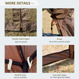 Outsunny 10' x 10' Patio Gazebo with Corner Shelves, Double Roof Outdoor Gazebo Canopy Shelter with Removable Mesh Netting, for Garden, Lawn, Backyard and Deck, Brown Outsunny