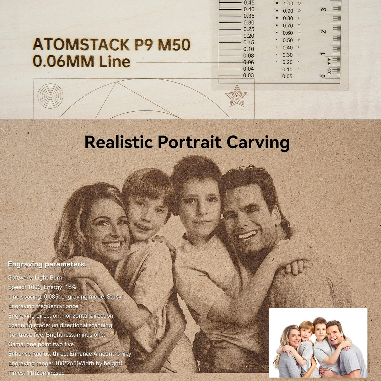 ATOMSTACK P9 M50 Laser Engraving Machine, 10W Laser Module Output, with 3.5 inch Touch Screen & 32-Bit Chipset, Cutting Direct on 20mm Wood, 0.02mm²Laser Spot. ATOMSTACK