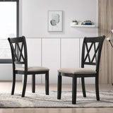 Roundhill Furniture Windvale Cross-Buck Wood 5-Piece Dining Set in Black Roundhill Furniture