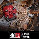 CRAFTSMAN Retractable Extension Cord Reel 50 Ft. With 4 Outlets & Heavy Duty 14AWG SJTW Cable CRAFTSMAN