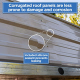 ALEKO Metal Carport | Steel Frame and Roof |12W x 30L x 10H ft. | Heavy-Duty Garage Shelter | All Weather Multi-use Storage Shed | Gray ALEKO