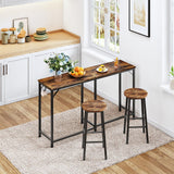 HOOBRO 63" Long Narrow Bar Table, Rectangular or L-Shaped Assembly Counter Height Bar Table, Vintage Industrial Style, for Living Room, Kitchen, Dining Room, Rustic Brown and Black BF69BT01 HOOBRO