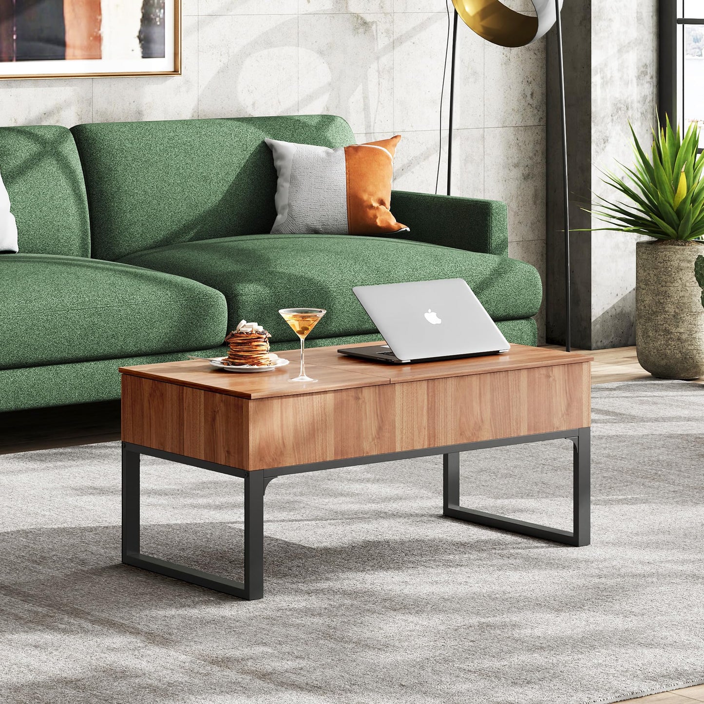 WLIVE Lift Top Coffee Table for Living Room,Modern Wood Coffee Table with Storage,Hidden Compartment and Drawer for Apartment, Home, Retro, Walnut Oak. - WoodArtSupply