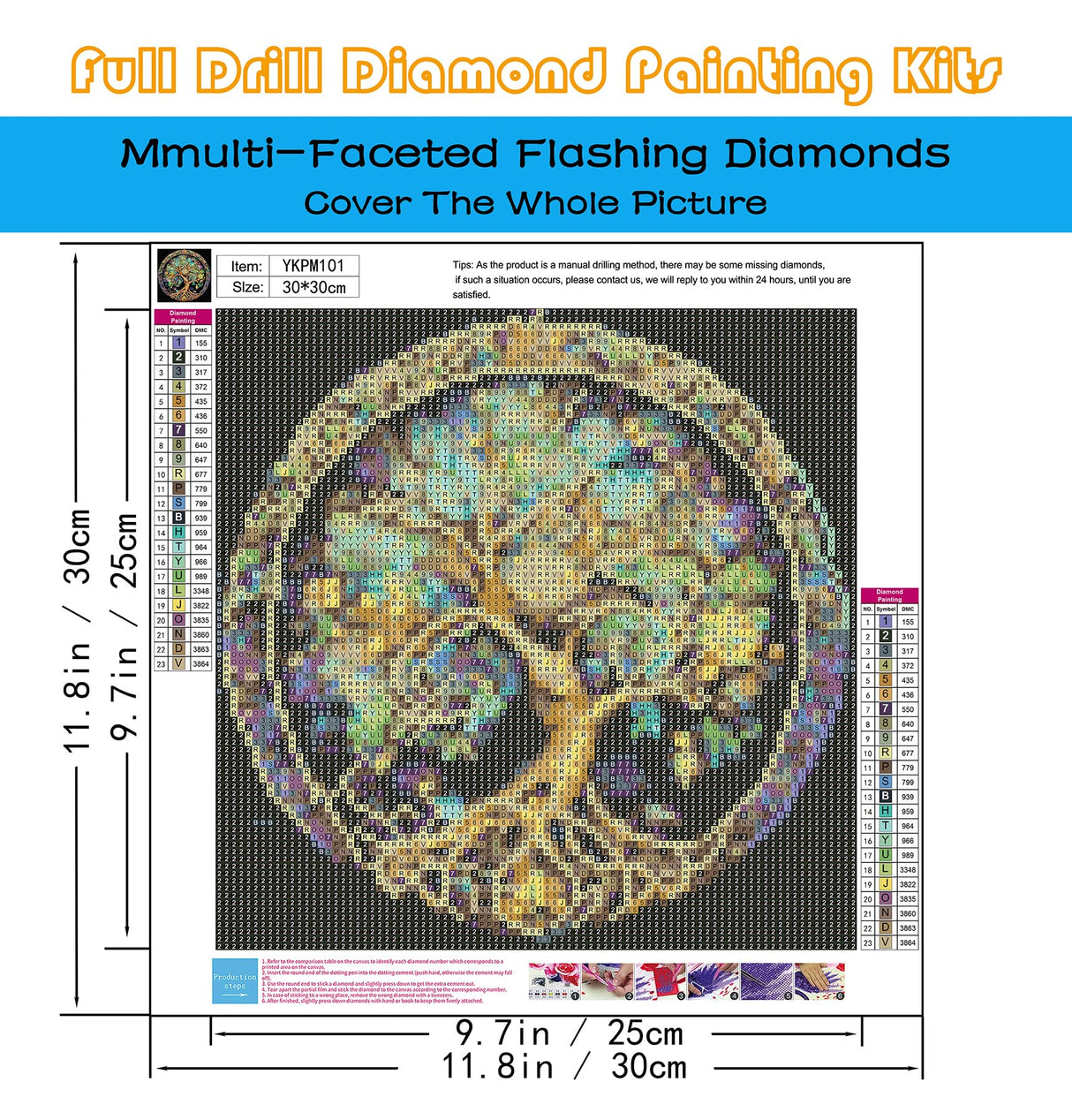 KINPLUB 5D Diamond Painting Kits for Adults, Tree of Life Diamond Art Kits for Beginners, DIY Full Drill Paint with Round Diamond Dots, Home Wall Decor 12 x 12 Inch KINPLUB