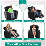 Naomi Home Suri Kids Recliner Chair with Cup Holder & Footrest, Black Chenille - Cozy Lounge for Toddlers & Children Naomi Home
