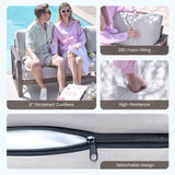 UDPATIO Patio Aluminum 3-Seat Couch, Faux Wood All-Weather Outdoor Furniture Sofa with 6” Water-Resistant OLEFIN Cushions and Rust-Proof Frame, Waterproof Cover Included, Beige UDPATIO