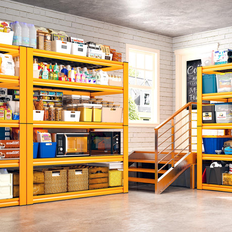 REIBII Garage Shelving Load 3000LBS, 5-Tier Storage Shelves, Adjustable Heavy Duty Metal Shelving Unit for Pantry, Basement, Warehouse, 72" H x 36" W x 16" D H, 3PC REIBII