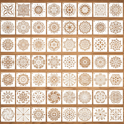 56 Pack (3.6x3.6 inch) Stencils for Painting, Reusable Mandala Dot Painting Stencils for DIY Rock Murals Art Projects