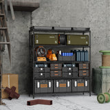 M MZG 5 Tiers Storage Shelves Load 3300LBS, Metal Shelving Wire Metal Shelving Unit Shelves for Storage Adjustable Garage Shelving for Pantry Kitchen Garage Black 17.7" D x 59.1" W x 70.4" H M MZG