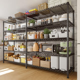 REIBII 72.8" W Storage Shelves Load 1600LBS, 5 Tier Metal Shelving Unit Wire Shelving for Storage Rack Heavy Duty Metal Shelves for Garage Pantry Kitchen, 17.7" D x 72.8" W x 70.9" H REIBII