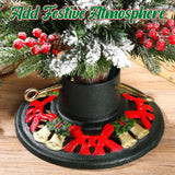 Huwena Christmas Tree Stand for Live Trees, Real Xmas Tree Holder Base Cast Iron, Supports up to 8ft, 4-Inch Diameter, 120lb Weight Capacity for Christmas Rustic Decoration (Bell, Bow Style) Huwena