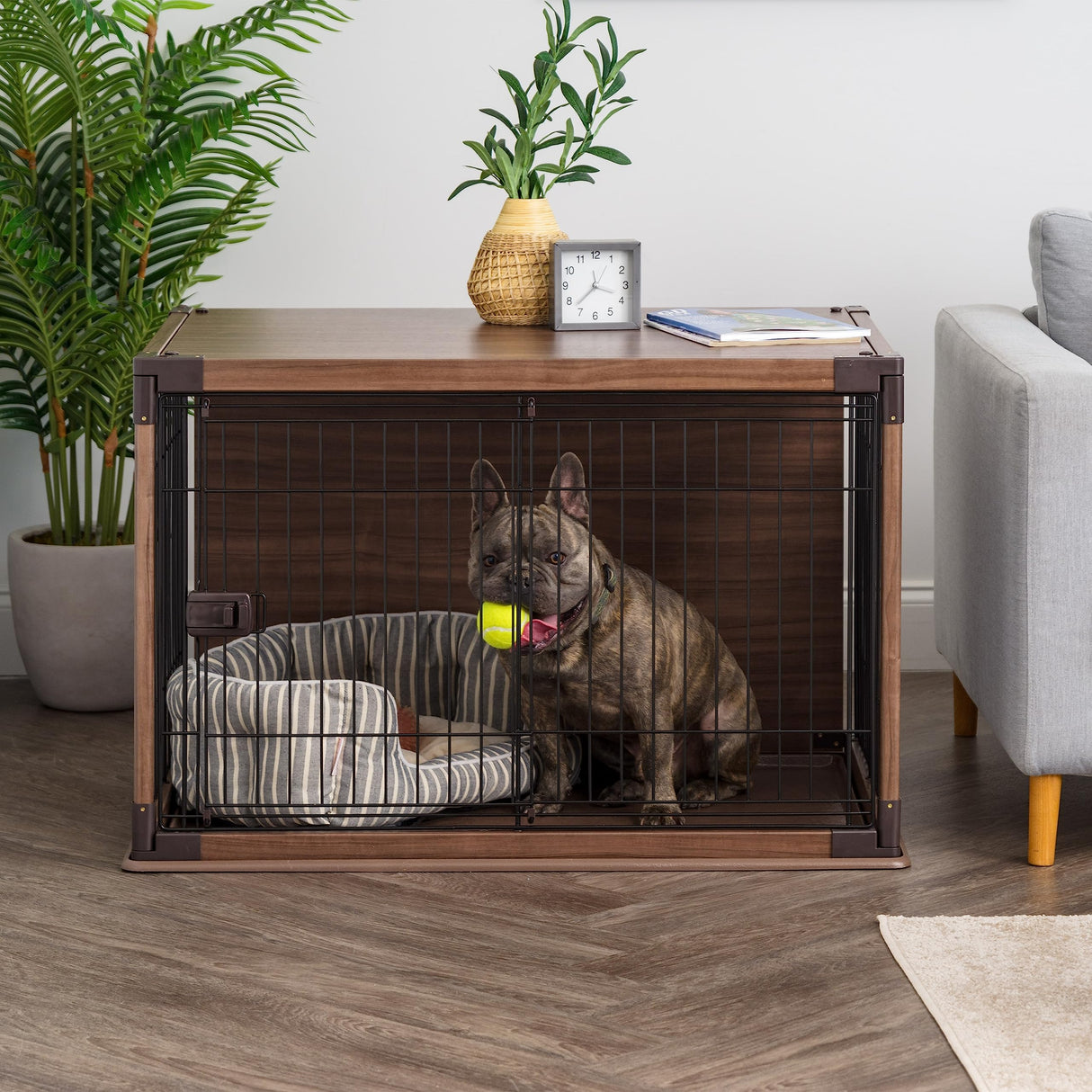 IRIS USA Furniture-Style Wooden Enclosed Pet Crate for Small Medium Dog, Dark Brown IRIS USA, Inc.