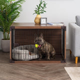 IRIS USA Furniture-Style Wooden Enclosed Pet Crate for Small Medium Dog, Dark Brown IRIS USA, Inc.