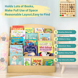 TOETOL 5-Tier Kids Bookshelf - Toddler Book Display Shelves for Classrooms, Playrooms, and Nursery - Wooden Children Book Rack (Natural) TOETOL