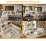 EASE MOOSE Oversized Modular Sectional Sofa,Leather Sectional Couch with Deep Seat,Extra Large U Shaped Couch,Faux Leather Material Sofa Modern Comfy Scratch Resistant,Beige EASE MOOSE