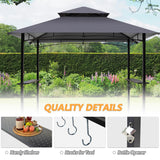 Raysfung 8'x 5' Grill Gazebo Canopy, Outdoor BBQ Gazebo with Led Light, Barbeque Gazebo Shelter for Patio (Grey) Raysfung