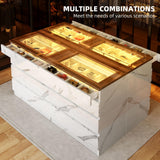 DWVO 8 Drawer Dresser with LED Light,White Marble Dresser, Modern 8 Chest of Drawers with Deep Drawers Glass Top High Gloss Surface, Storage Organizer Cabinet for Living Room, Bedroom DWVO