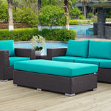 Modway Convene Wicker Rattan Outdoor Patio Rectangle Ottoman in Espresso Mocha Modway